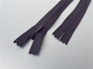 Usynlig lynlås - mørk violet og ikke delbar, 24 cm